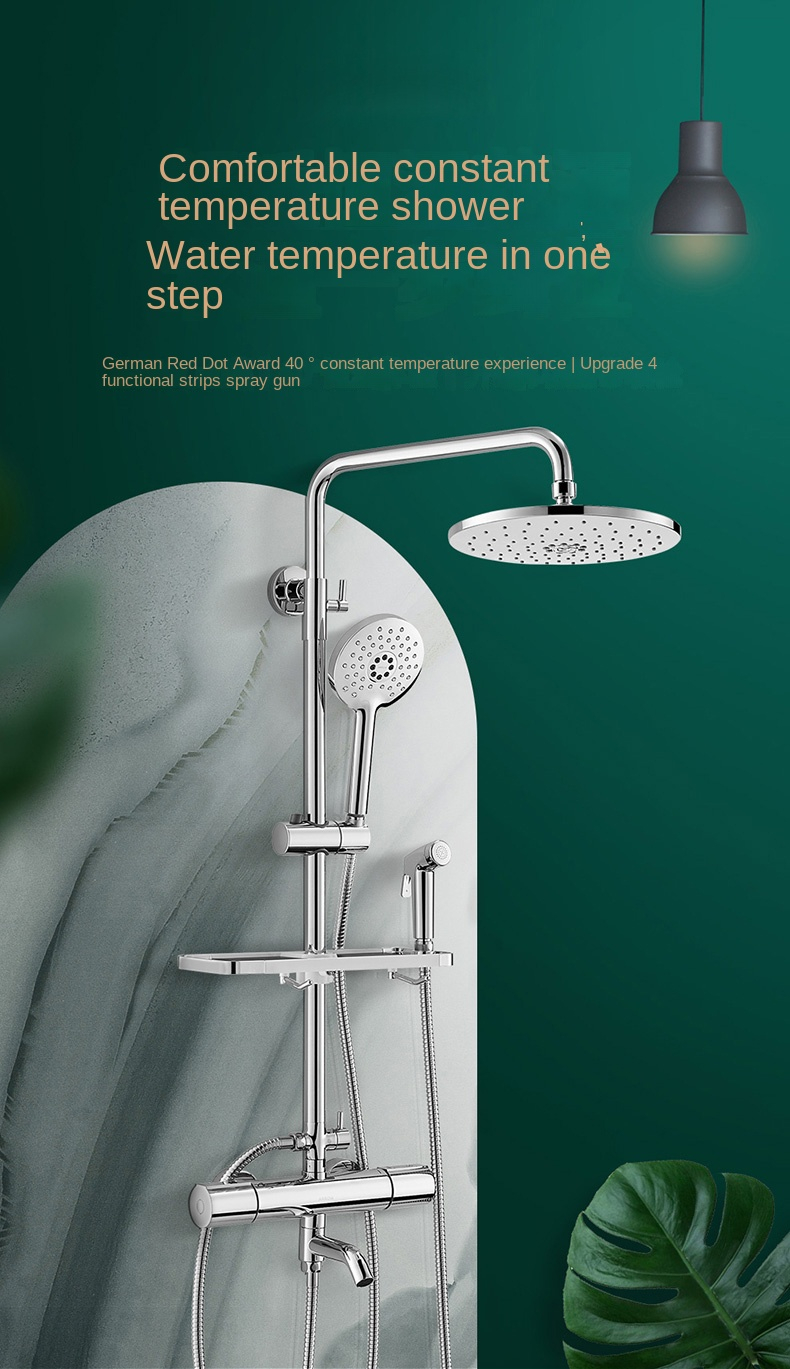 Wall Mounted Brass Thermostatic 4-Function Shower Set