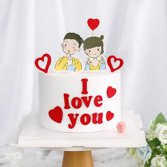 Valentine's Day Couple Cake Topper - Baking Decoration Accessory