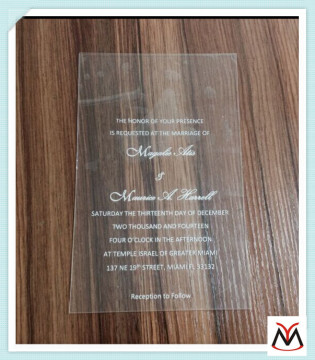 elegant laser cut acrylic wedding invitation YM15082716