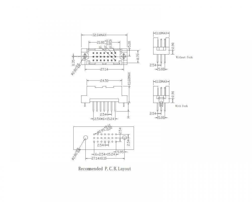 DIN41612 Vertical Type 0.25R Connectors 21 Positions