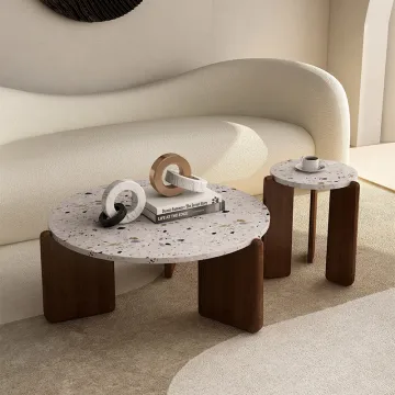 Modern Rock Marble and Wood Living Room Furniture: Focus on Unique Round Coffee Tables as Central Tea Tables