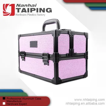 Pink Suface Diamond Pattern Professional Cosmetic Makeup Case