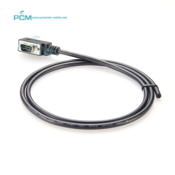 1m Slim Low Profile Right Angle 5 Pin Up DB9 Male to Open Null Modem Single End Cable for Serial Data Communication