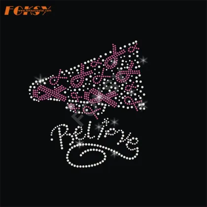 Hope Pink Ribbon Heat Rhinestone Motif