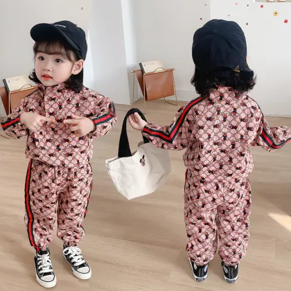 New children's clothing spring and autumn kids clothing sets girls cartoon print girls sets