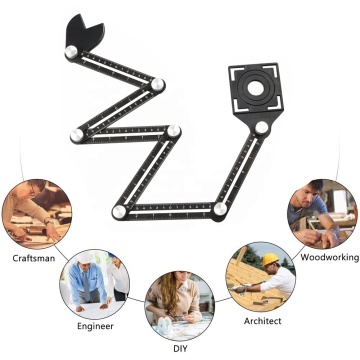 6-Fold Multi-Angle Measuring Ruler with Drill Guide Template for Ceramic Tiles