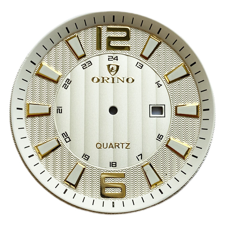Quadrante di orologio modello guilloche con indice applicato a lume