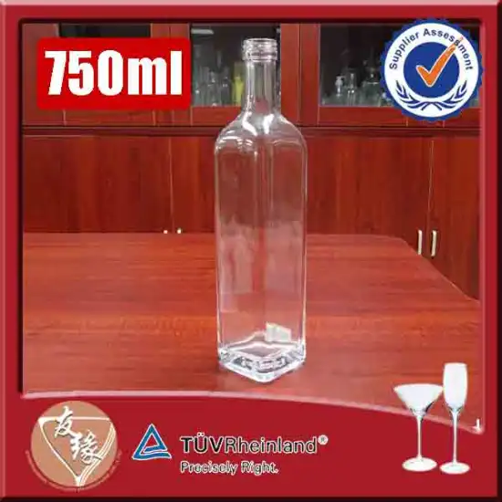 High transparent glass screw top vodka 750 ml liquor bottles
