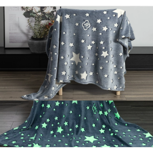 Серо-синее светящееся одеяло со звездным узором