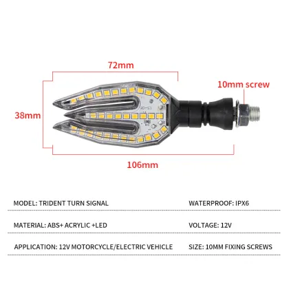 IPX6 Waterproof 10mm Screw 12V LED Trident Turn Signal for Electric Motorcycles