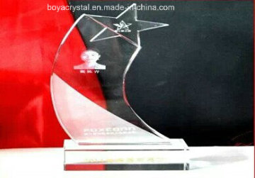 Curve Star Crystal Laser Trophy for Excerllent Employees a-25