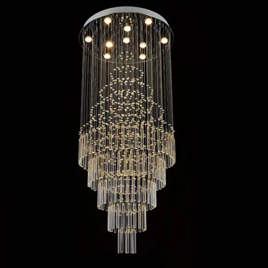 Luxury D800*2000mm Villa K9 Crystal Long Stair Chandeliers
