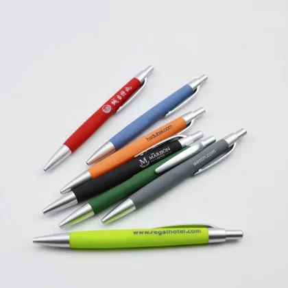 Westin Sheraton Hotel Custom Logo Soft Touch Rubber Finish Plastic Ballpoint Pen