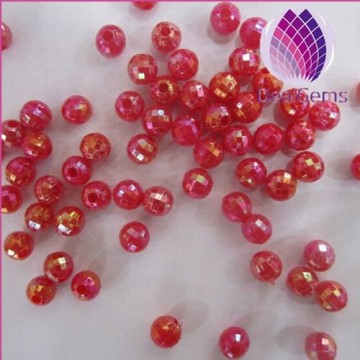 wholesale red 6mm Bulk chunky acrylic faceted AB earth ball beads