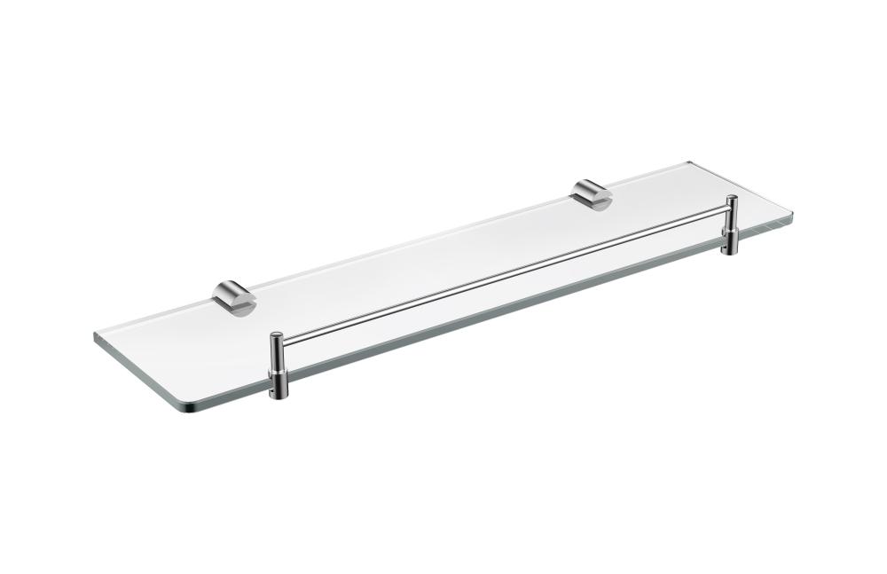 Wall Mounted Tempered Glass Shelf Polished Chrome Finish