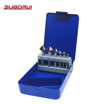SubOrUI 6PCS CounterSink Drill Bit Set: 3 FLUTE 90 degrés HSS Chanfread Cutter