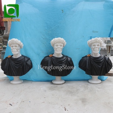 Busto del cranio a colori misti di marmo naturale