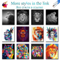 SDOYUNO 60x75cm Frame DIY Painting By Numbers Kits Colorful Lions Animals Hand Painted Oil Paint By Numbers For Home Decor Art