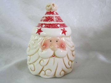 ceramic cookie jar with Santa Clause design