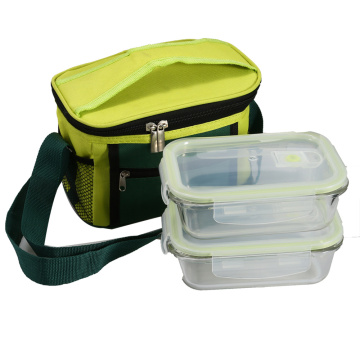 2 PCS Glass Lunch Box with Plastic Cover