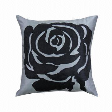 Decorative Faux Silk Applique Cushion/Pillow