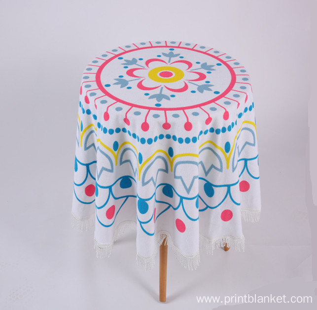 polyester towel print round table cloth used