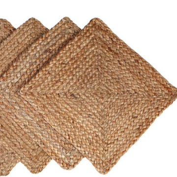 Ensemble de litres en jute tressée de 4 - style réversible et non glissé 14x14 Farmhouse Vintage Style