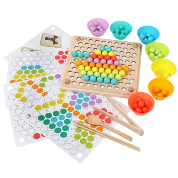 Early Childhood Brain Development: Wooden Bead Puzzle Board Math Game for Children