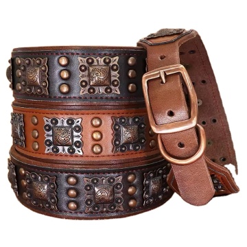 Mofesipi Dog Leather Anti -Bite Rivet Collar - Gesper logam yang dapat disesuaikan untuk anjing besar