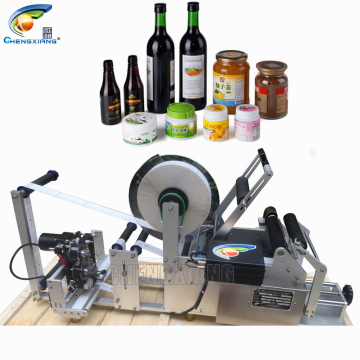 Round Bottle Semi-Automatic Sticker Labeling Machine for Beer Bottles, Jars, and Cans