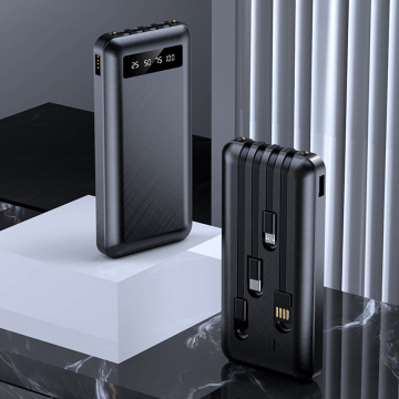 Portable 10000mAh Built-in Cable Smart Power Bank with Digital Display
