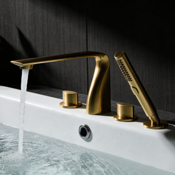 Basin Mixer 4-Hole Rim Mounted Bathroom Mixer With Handshower Factory