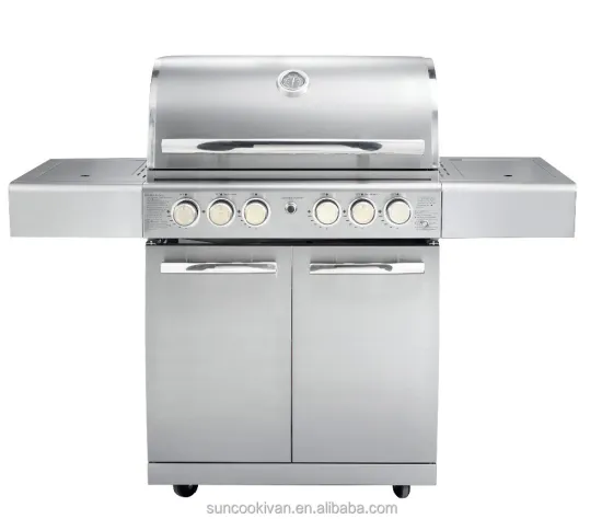 4-Burner Gas Grill with Side and Rear Burners
