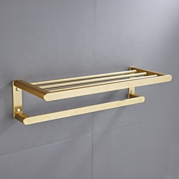 Luxury Brushed Gold Aluminium Bathroom Accessories - Towel Rack with Bar