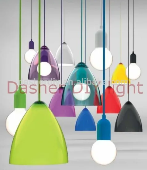 Morden colorful PVC pendant lights with fabric cable