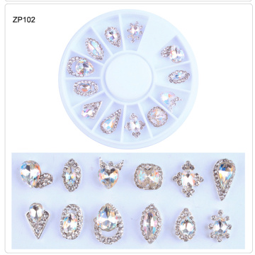 1box Nail Rhinestones 12 Designs 3D Nail Art Charms Stones Glitter Wheel Rhinestone Crystal AB Nail Jewelry Nail Art Decor Tools