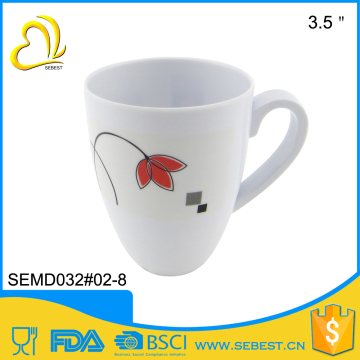 cheap high print plastic melamine white mug with logo