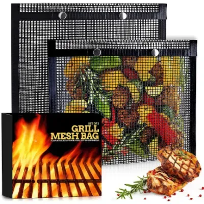 Hot Sale Non-Stick Heat Resistant Reusable Grilling Pouches Grill Bags BBQ Mesh