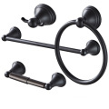 Hongt 1015 Black Round Base Stainless Steel Bathroom Towel Hanger Set