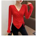 Irregular slim-fit dressy bottoming shirt