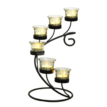 Factory Direct Accent Metal Candle Holder Featuring Clear Glass and Capacity for 6 Candles