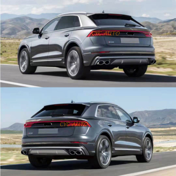Diffusore per labbra per paraurti posteriore per auto con punte-SQ8 Style S-Line per Audi Q8 4M (2020-2022)