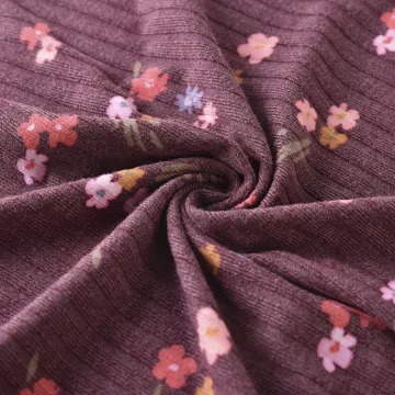 Ribbed Fabric Chunky Floral Printed Fabrics Custom Fabric