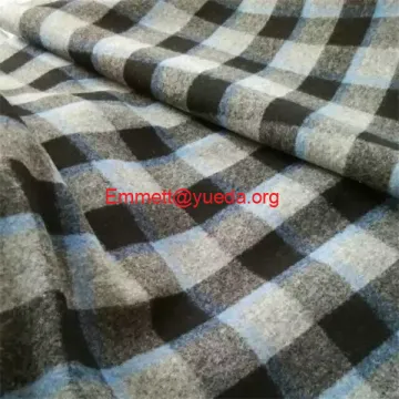black blue grey colors plaid check jacquard designs boiled wool knit fabric for garment coat