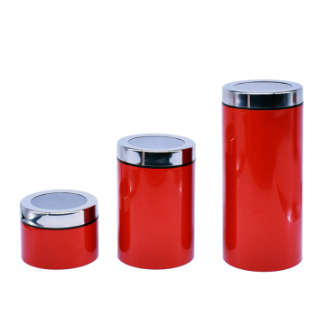 Colorful Coated Stainless Steel Kitchen Canister Set