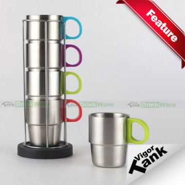 Stainless Steel Double Walled 6oz Coffee Mug Set