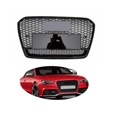 Glossy Black Chrome Silver Bumper Grille for AUDI A5 2012-2016 RS 5 Style - Automobile Parts Factory