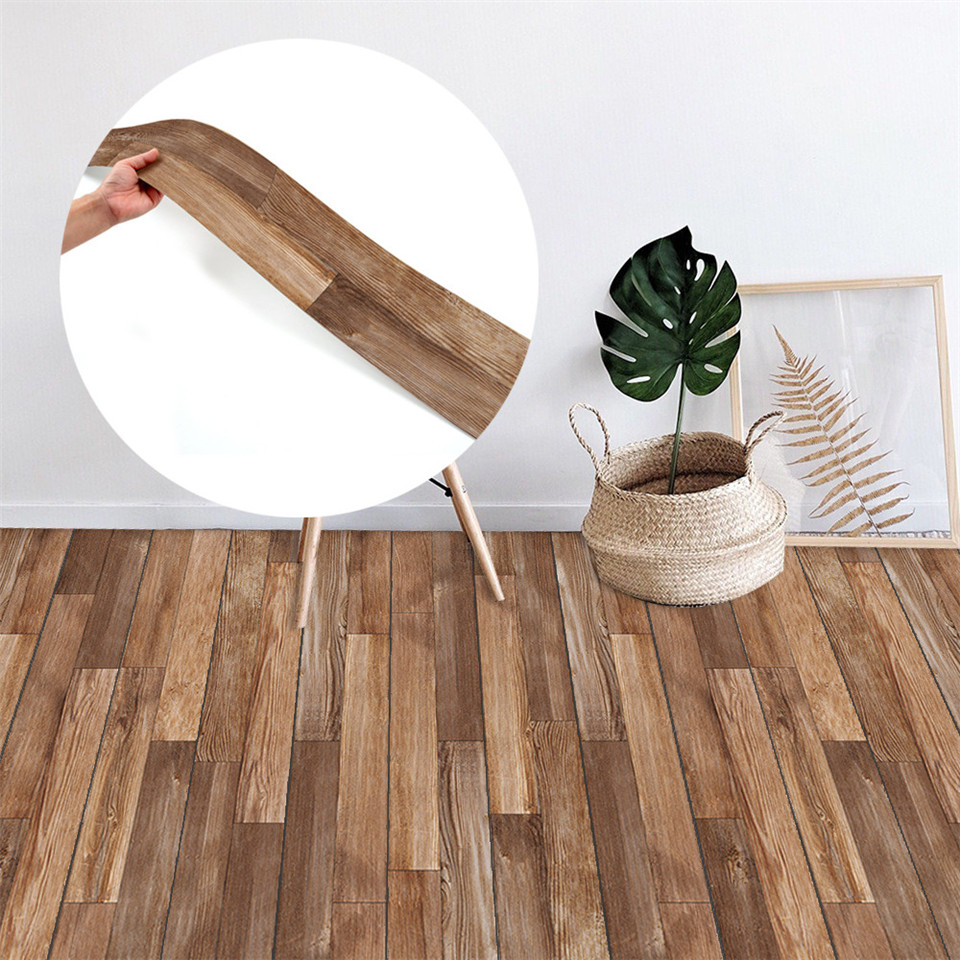 Wood Texture Floor Sticker Self-adhesive Wear-resistant Home Decorative Decal Waterproof PVC Bedroom Living Room Decor Wallpaper