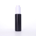 Black Glass Bottle With White Press Dropper Pump