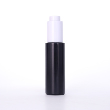 Black Glass Bottle With White Press Dropper Pump